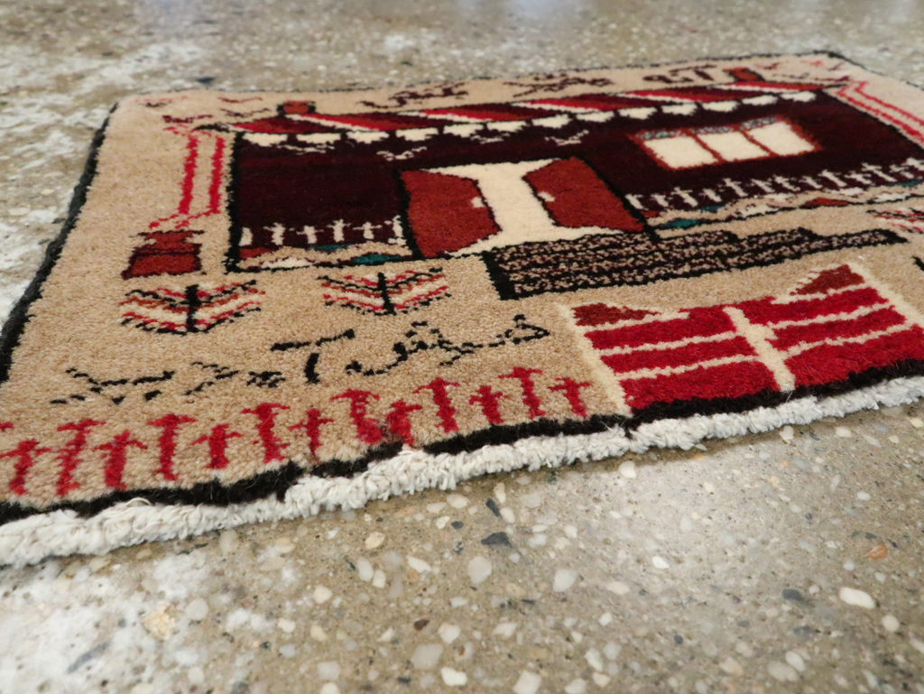 Vintage Persian Baluch Pictorial Rug (Pair: 1 of 2), No.24904 - Staging