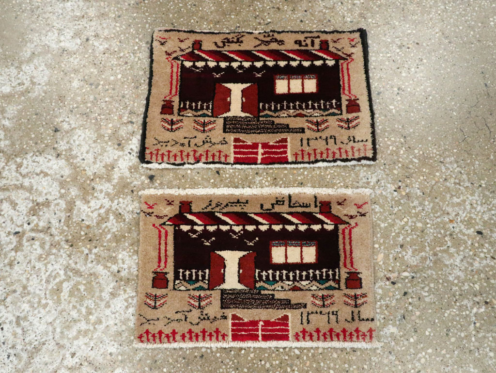 Vintage Persian Baluch Pictorial Rug (Pair: 1 of 2), No.24904 - Staging