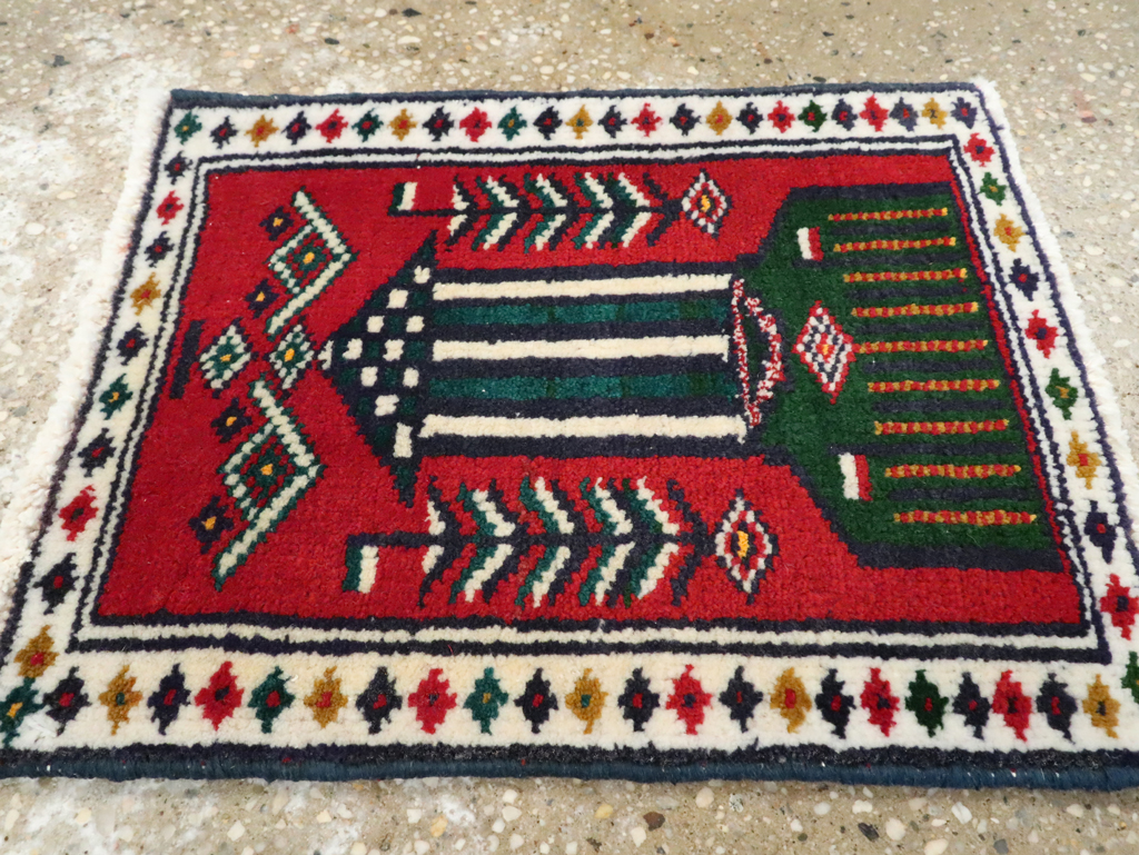 Vintage Persian Pictorial Baluch Rug (Pair: 1 of 2), No.24905 - Staging