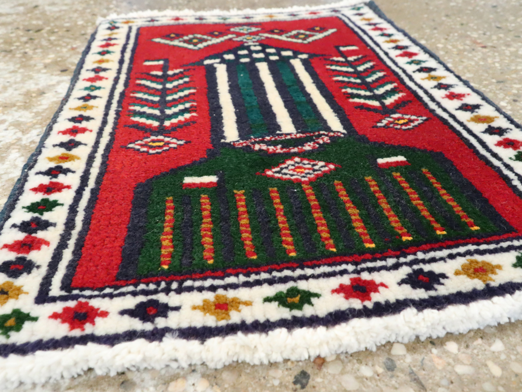 Vintage Persian Pictorial Baluch Rug (Pair: 1 of 2), No.24905 - Staging