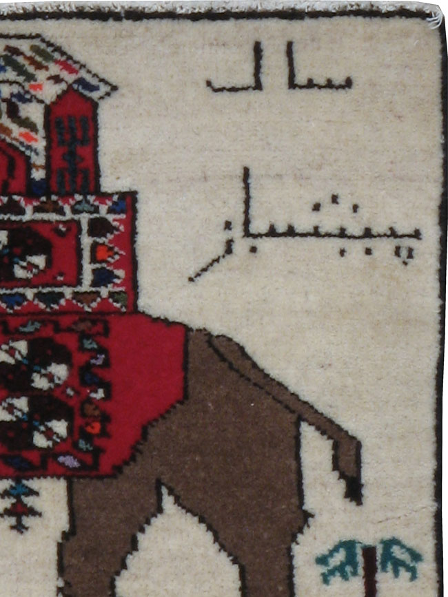 Vintage Persian Baluch Pictorial Rug, No.24906 - Staging