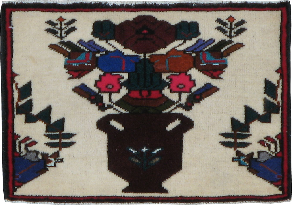 Vintage Persian Baluch Pictorial Rug, No.24909 - Staging