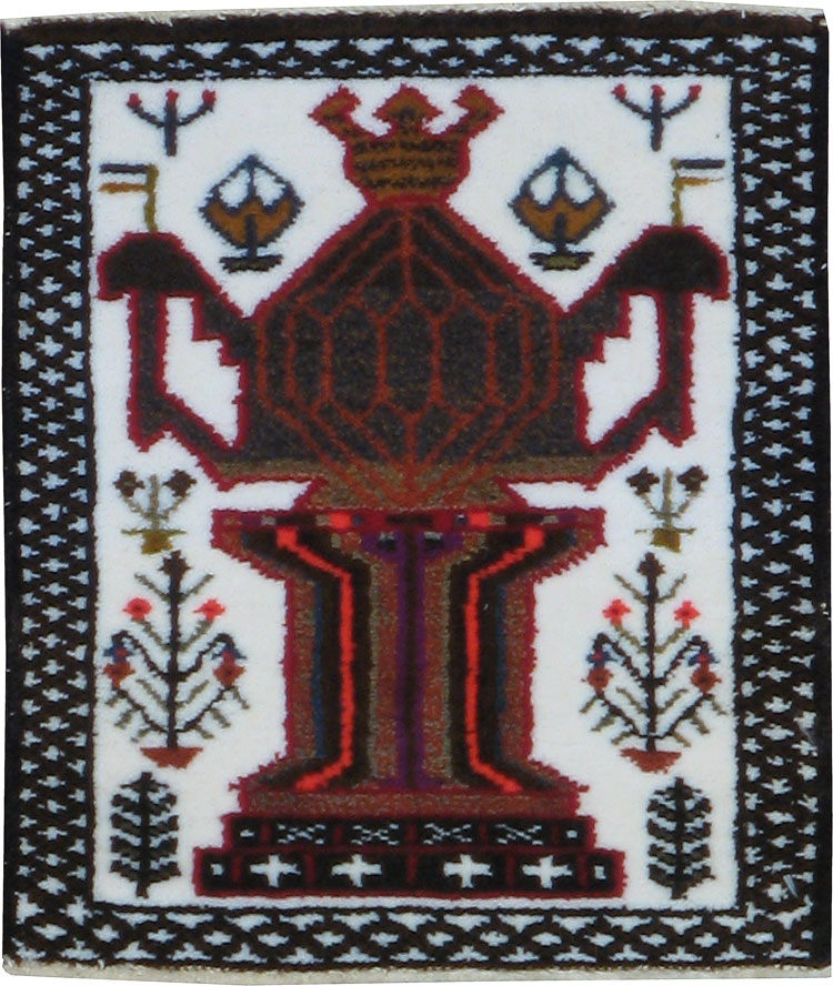 Vintage Persian Baluch Pictorial Rug, No.24918 - Staging