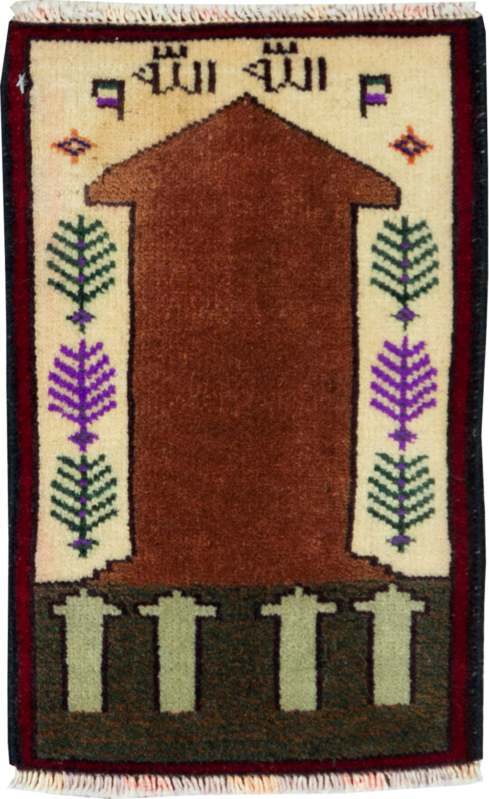 Vintage Persian Pictorial Baluch Rug (Pair: 1 of 2), No.24920 - Staging