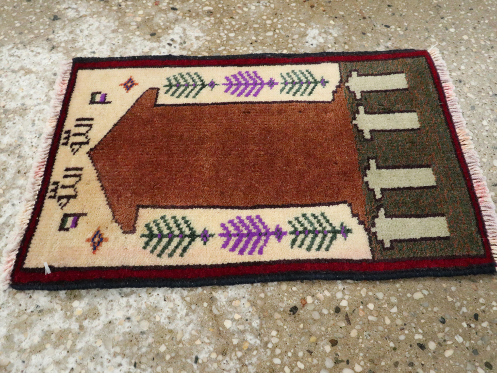 Vintage Persian Pictorial Baluch Rug (Pair: 1 of 2), No.24920 - Staging