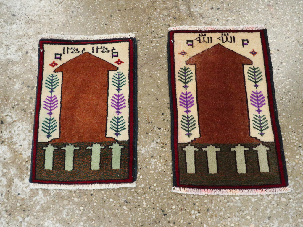 Vintage Persian Pictorial Baluch Rug (Pair: 1 of 2), No.24920 - Staging