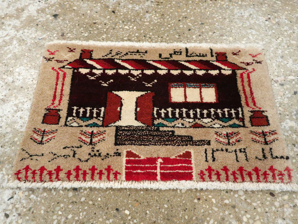 Vintage Persian Baluch Pictorial Rug (Pair: 2 of 2), No.24921 - Staging