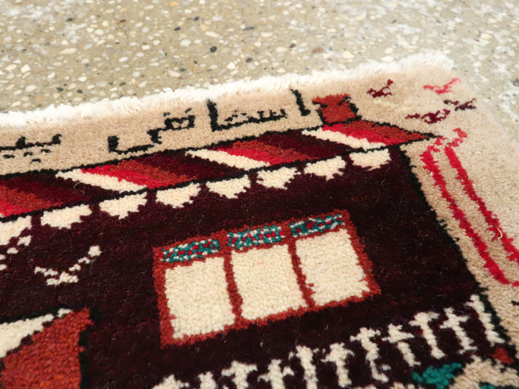 Vintage Persian Baluch Pictorial Rug (Pair: 2 of 2), No.24921 - Staging