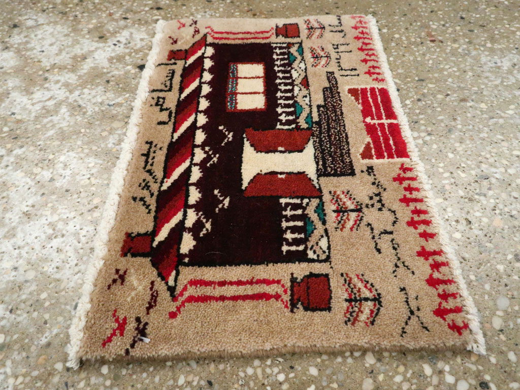 Vintage Persian Baluch Pictorial Rug (Pair: 2 of 2), No.24921 - Staging