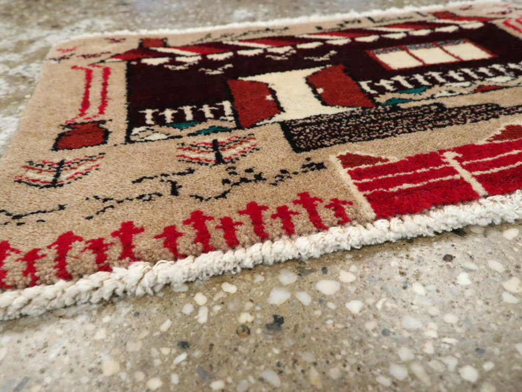 Vintage Persian Baluch Pictorial Rug (Pair: 2 of 2), No.24921 - Staging