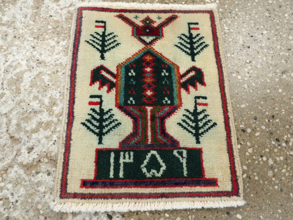 Vintage Persian Baluch Pictorial Rug, No.24926 - Staging