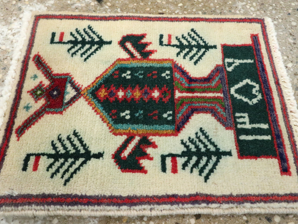 Vintage Persian Baluch Pictorial Rug, No.24926 - Staging