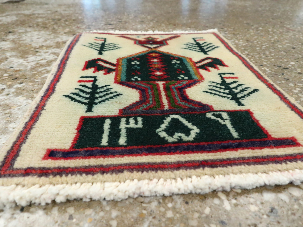 Vintage Persian Baluch Pictorial Rug, No.24926 - Staging