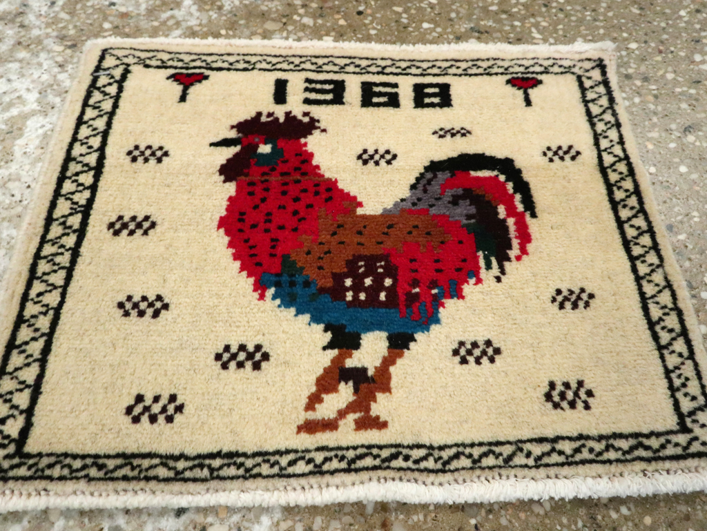 Vintage Persian Baluch Pictorial Rug, No.24928 - Staging