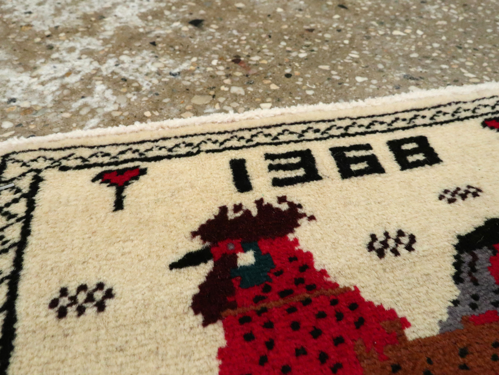 Vintage Persian Baluch Pictorial Rug, No.24928 - Staging