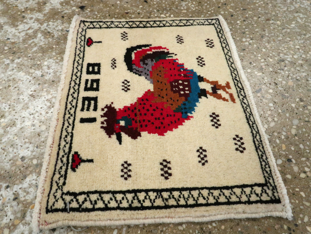 Vintage Persian Baluch Pictorial Rug, No.24928 - Staging