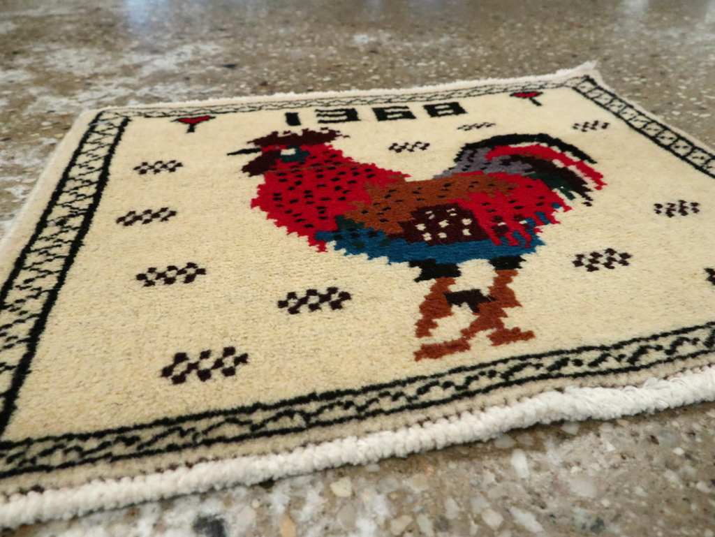 Vintage Persian Baluch Pictorial Rug, No.24928 - Staging