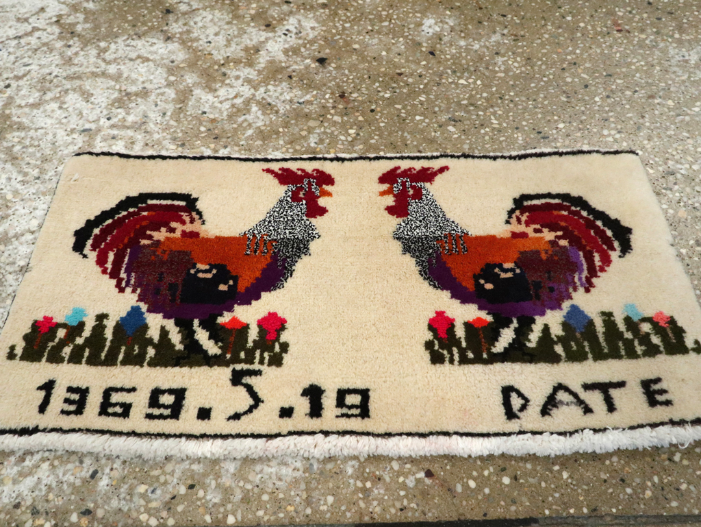 Vintage Persian Baluch Pictorial Rug, No.24929 - Staging