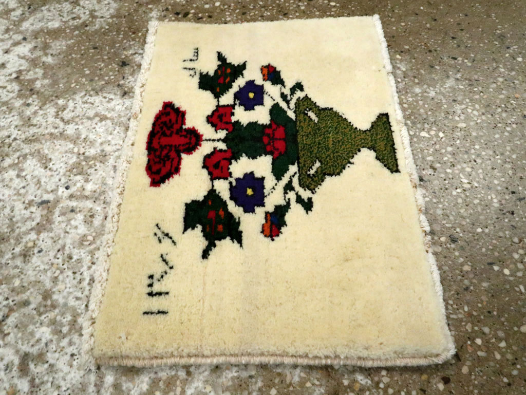 Vintage Persian Baluch Pictorial Rug, No.24931 - Staging