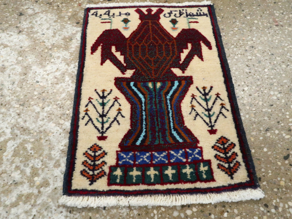 Vintage Persian Pictorial Baluch Rug (Pair: 2 of 2), No.24933 - Staging