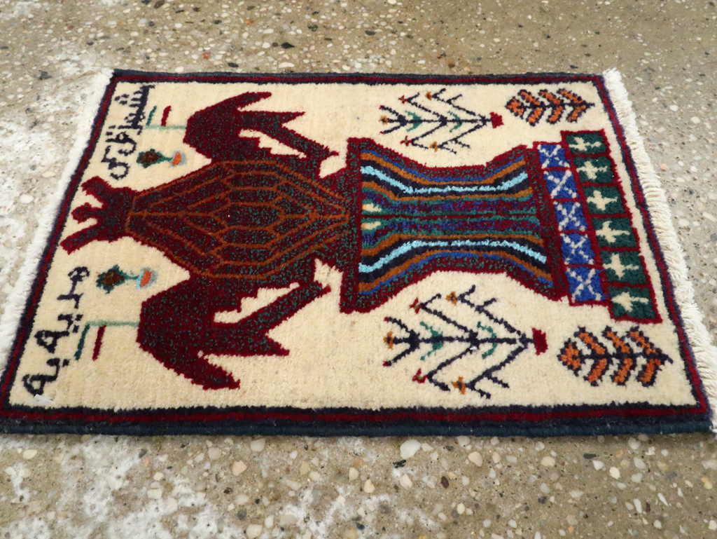 Vintage Persian Pictorial Baluch Rug (Pair: 2 of 2), No.24933 - Staging