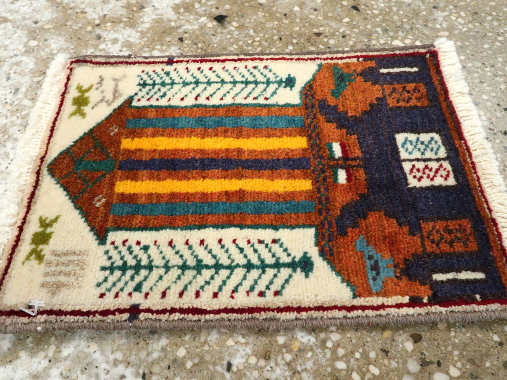 Vintage Persian Baluch Pictorial Rug, No.24937 - Staging