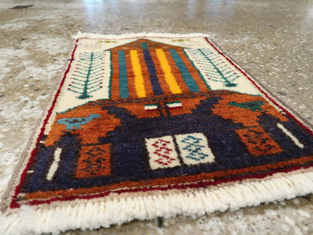 Vintage Persian Baluch Pictorial Rug, No.24937 - Staging