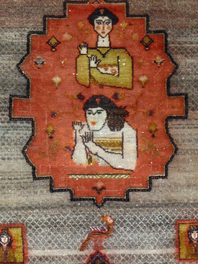 Vintage Persian Malayer Pictorial Rug, No.24943 - Staging