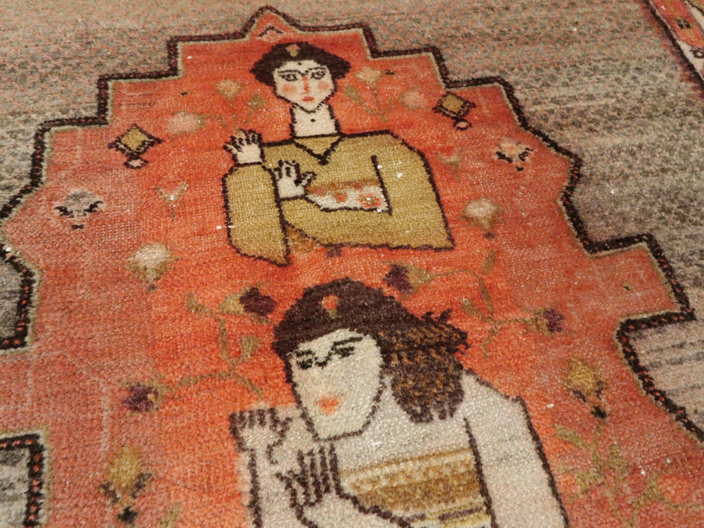 Vintage Persian Malayer Pictorial Rug, No.24943 - Staging