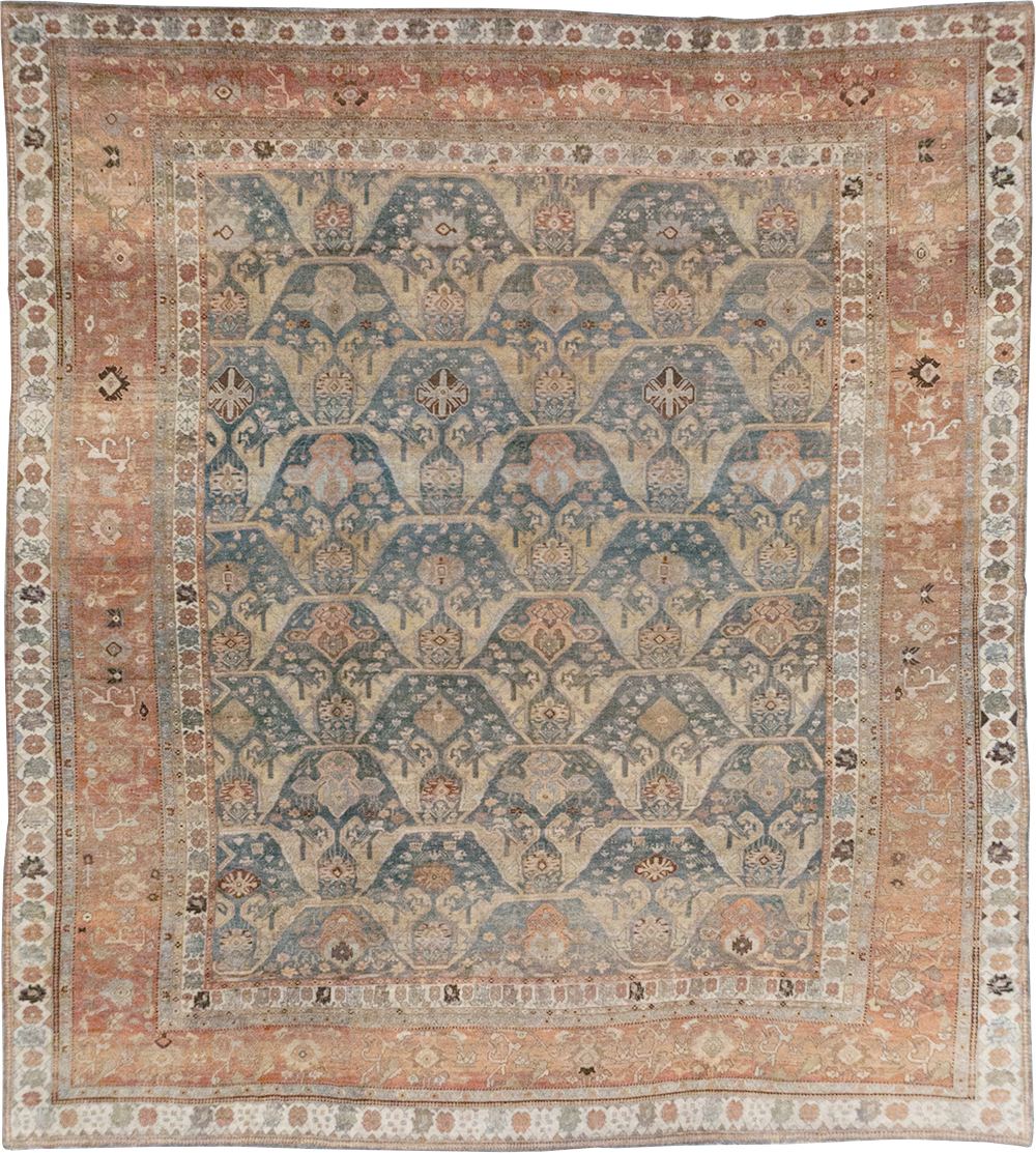 Antique Persian Bidjar Large Square Room Size Carpet, No.24946 - Staging