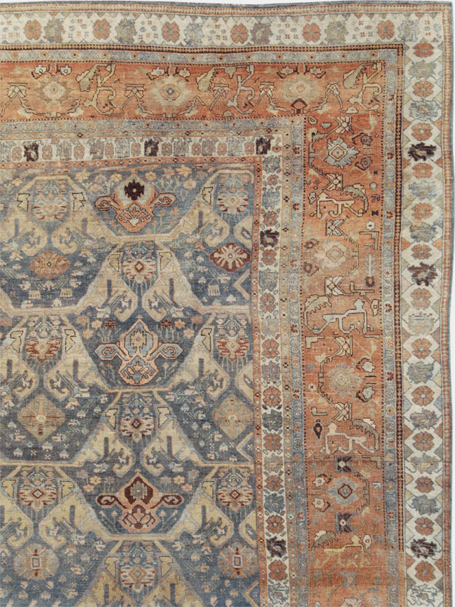 Antique Persian Bidjar Large Square Room Size Carpet, No.24946 - Staging