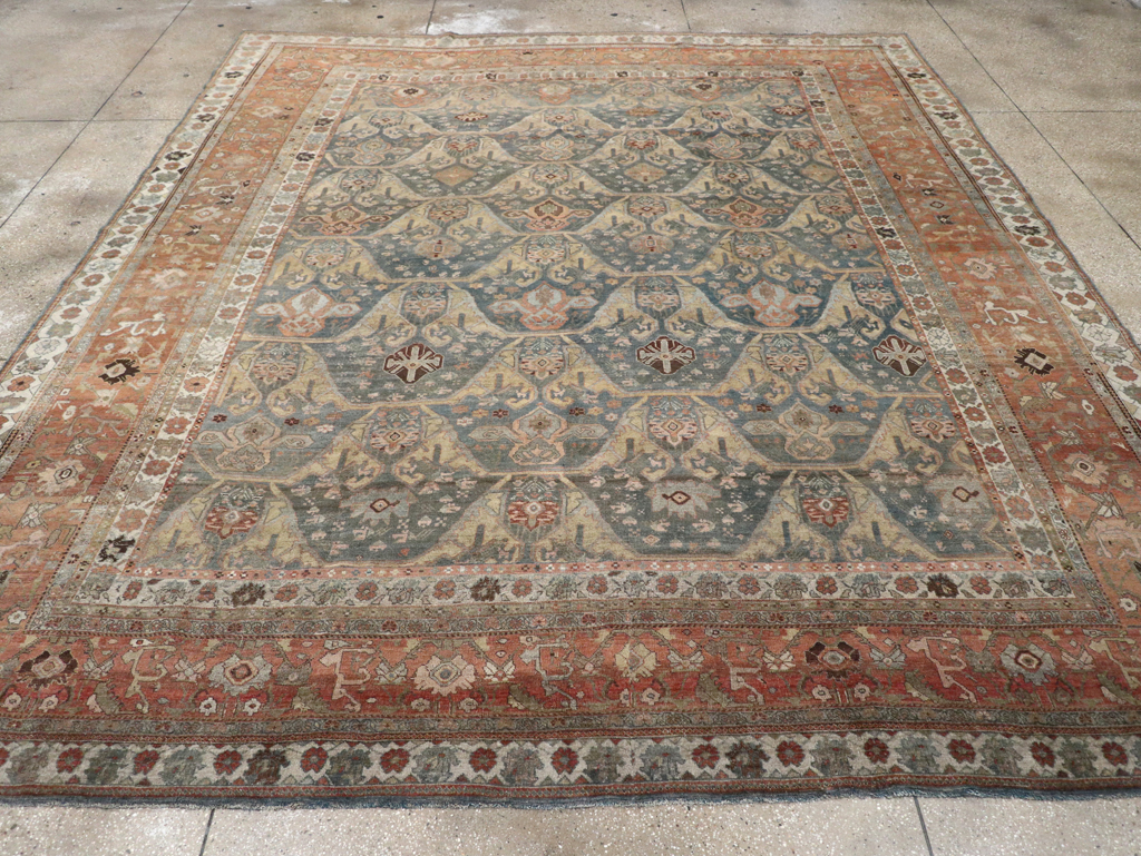 Antique Persian Bidjar Large Square Room Size Carpet, No.24946 - Staging