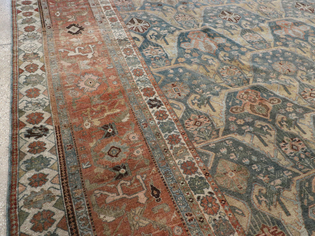 Antique Persian Bidjar Large Square Room Size Carpet, No.24946 - Staging