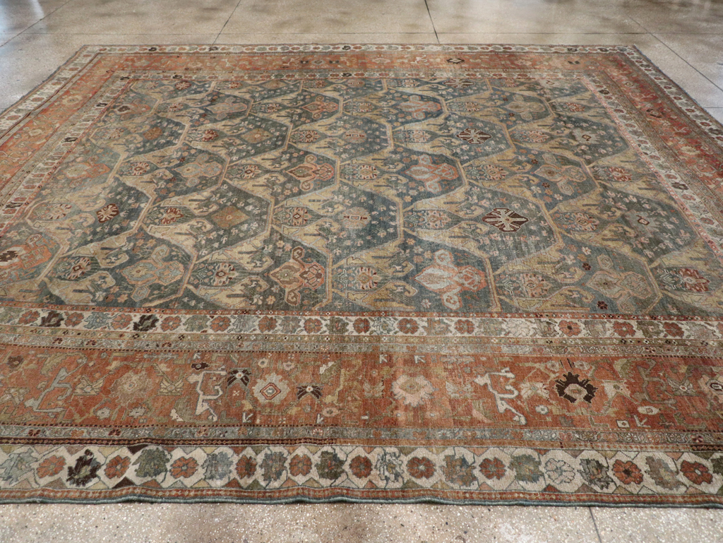 Antique Persian Bidjar Large Square Room Size Carpet, No.24946 - Staging