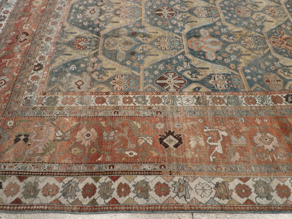 Antique Persian Bidjar Large Square Room Size Carpet, No.24946 - Staging