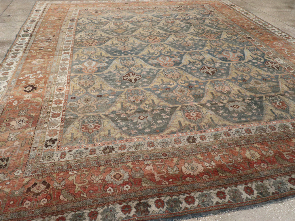 Antique Persian Bidjar Large Square Room Size Carpet, No.24946 - Staging
