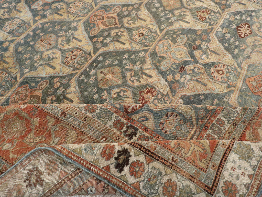 Antique Persian Bidjar Large Square Room Size Carpet, No.24946 - Staging