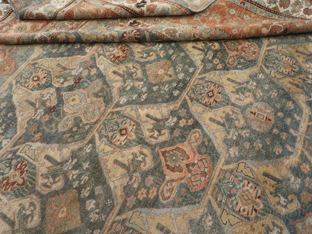 Antique Persian Bidjar Large Square Room Size Carpet, No.24946 - Staging