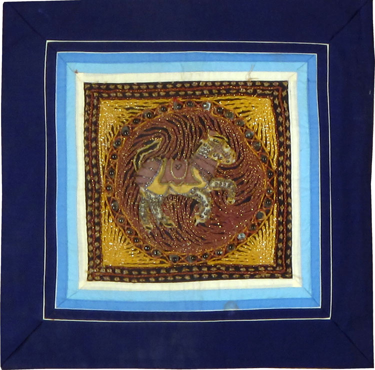 Burmese High Relief Richly Embroidered and Beaded Tapestry, No.24974 - Staging