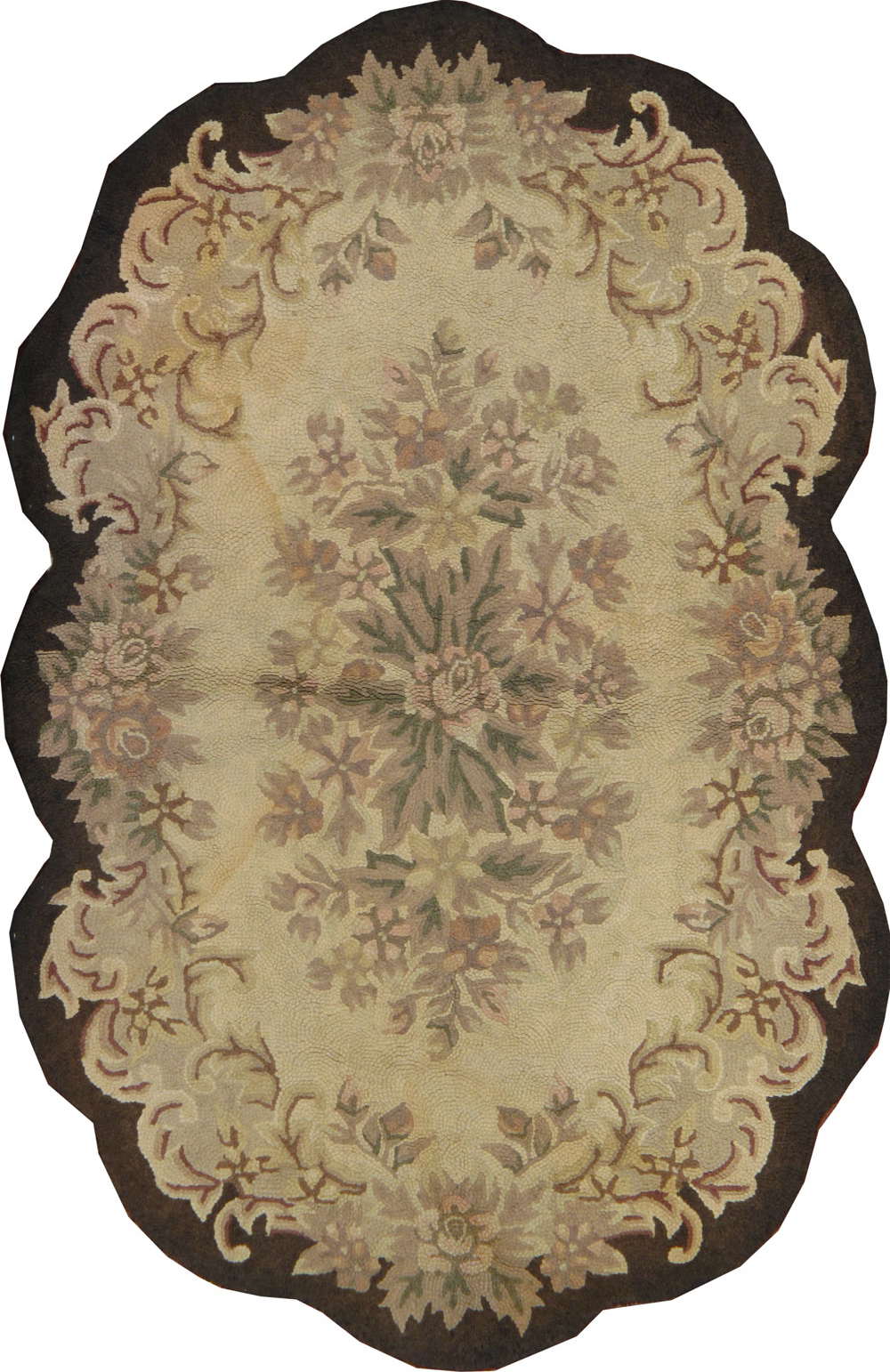 Vintage American Hooked Round Throw Rug, No.24977 - Staging