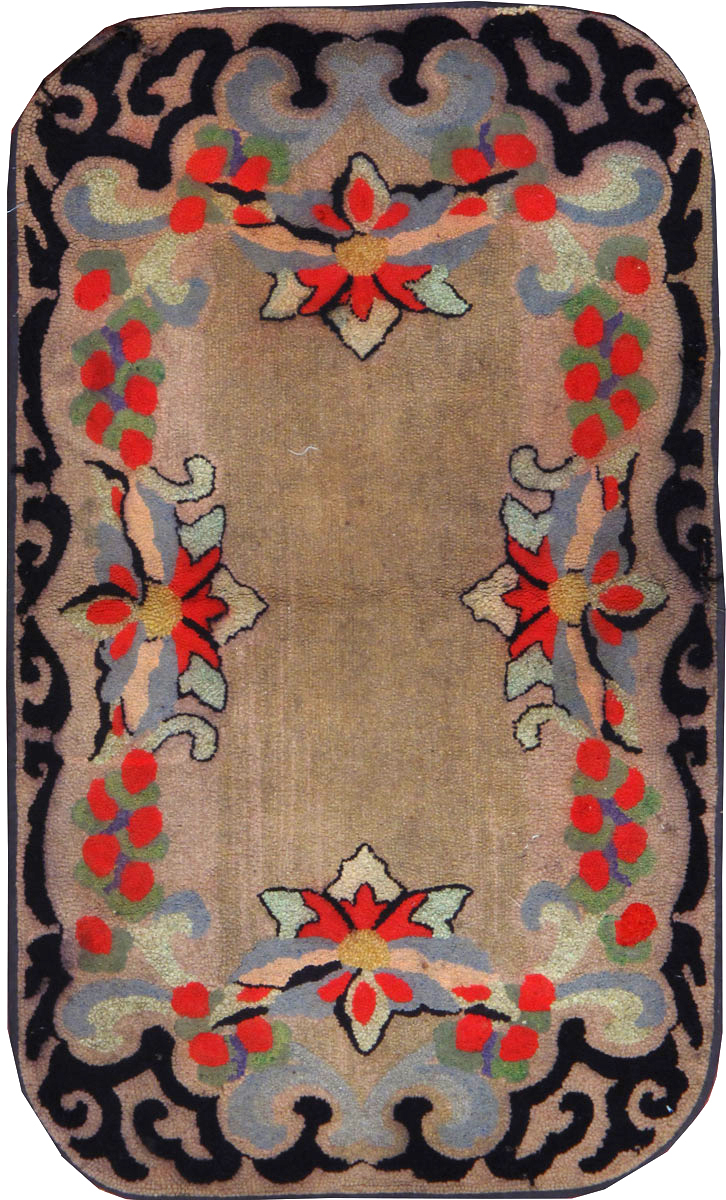 Vintage American Hooked Throw Rug, No.24982 - Staging