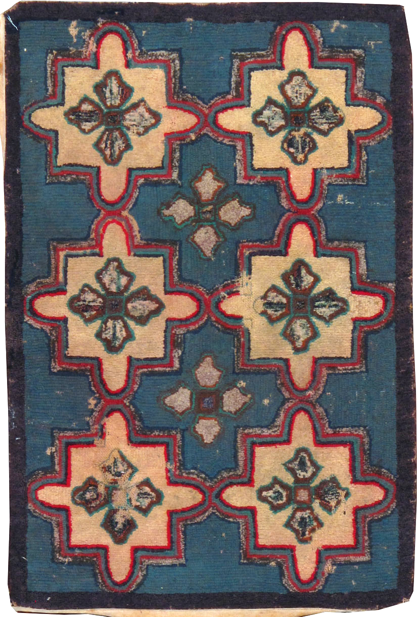 Vintage American Hooked Throw Rug, No.24984 - Staging