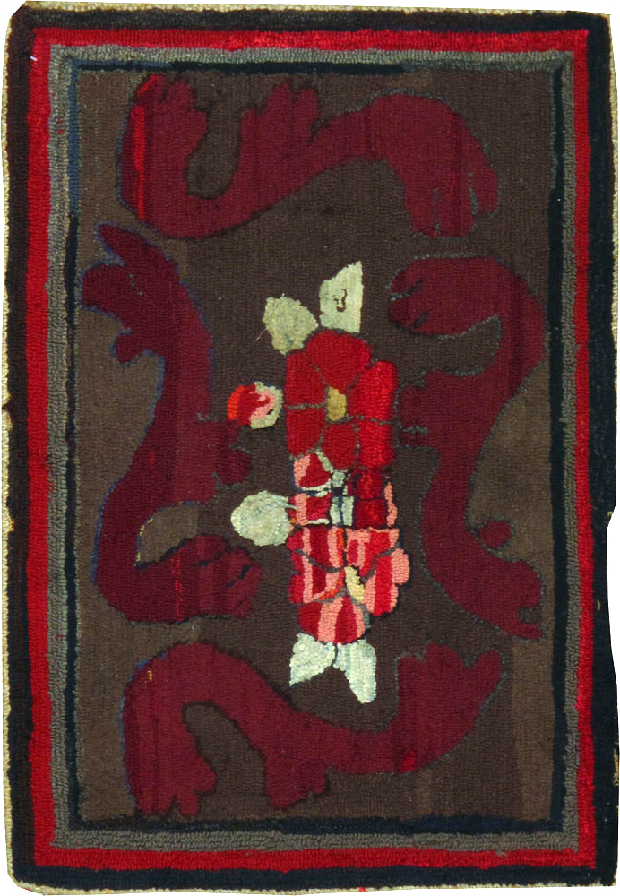 Vintage American Hooked Throw Rug, No.24990 - Staging