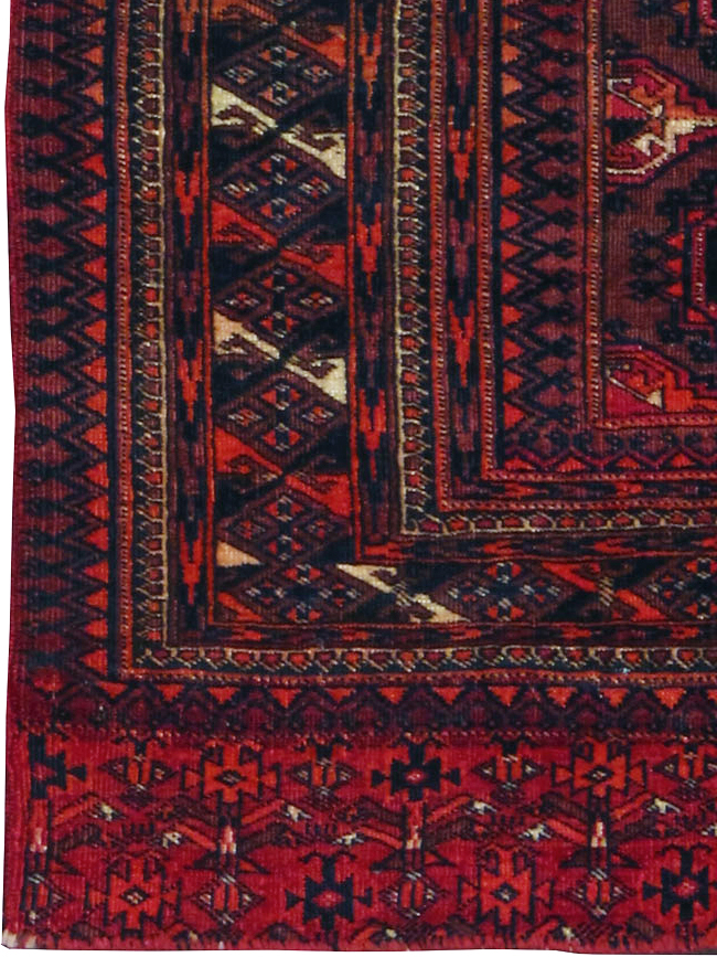 Antique Central Asian Turkoman Throw Rug, No.24994 - Staging