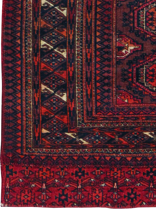 Antique Central Asian Turkoman Throw Rug, No.24994 - Staging