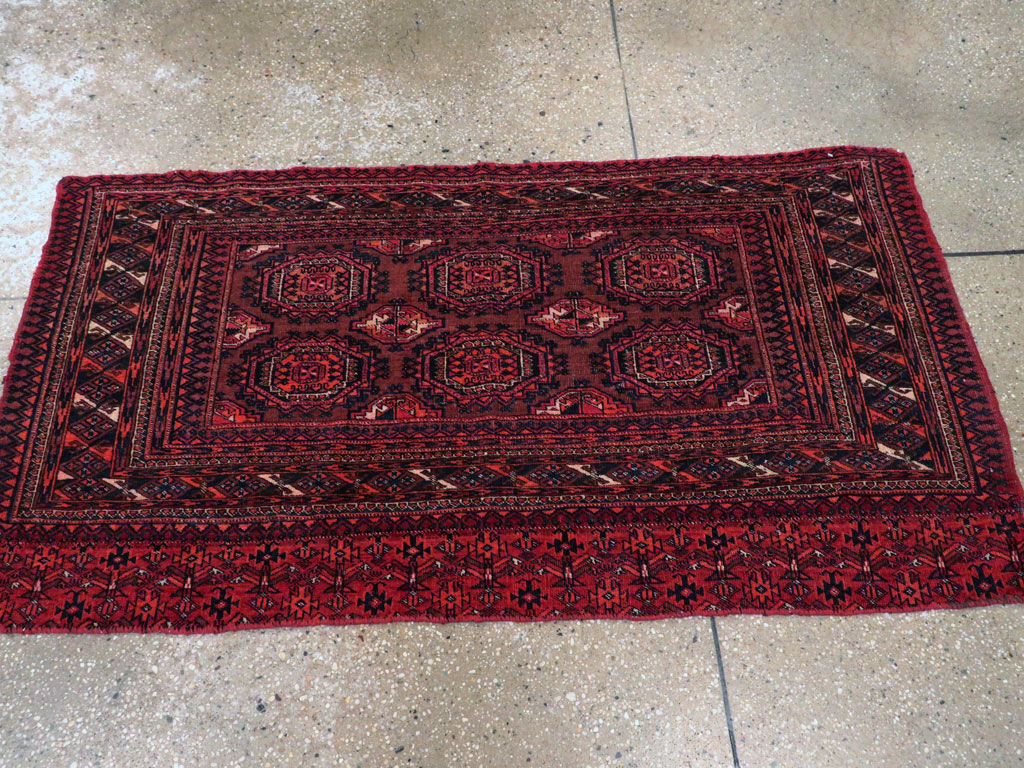 Antique Central Asian Turkoman Throw Rug, No.24994 - Staging