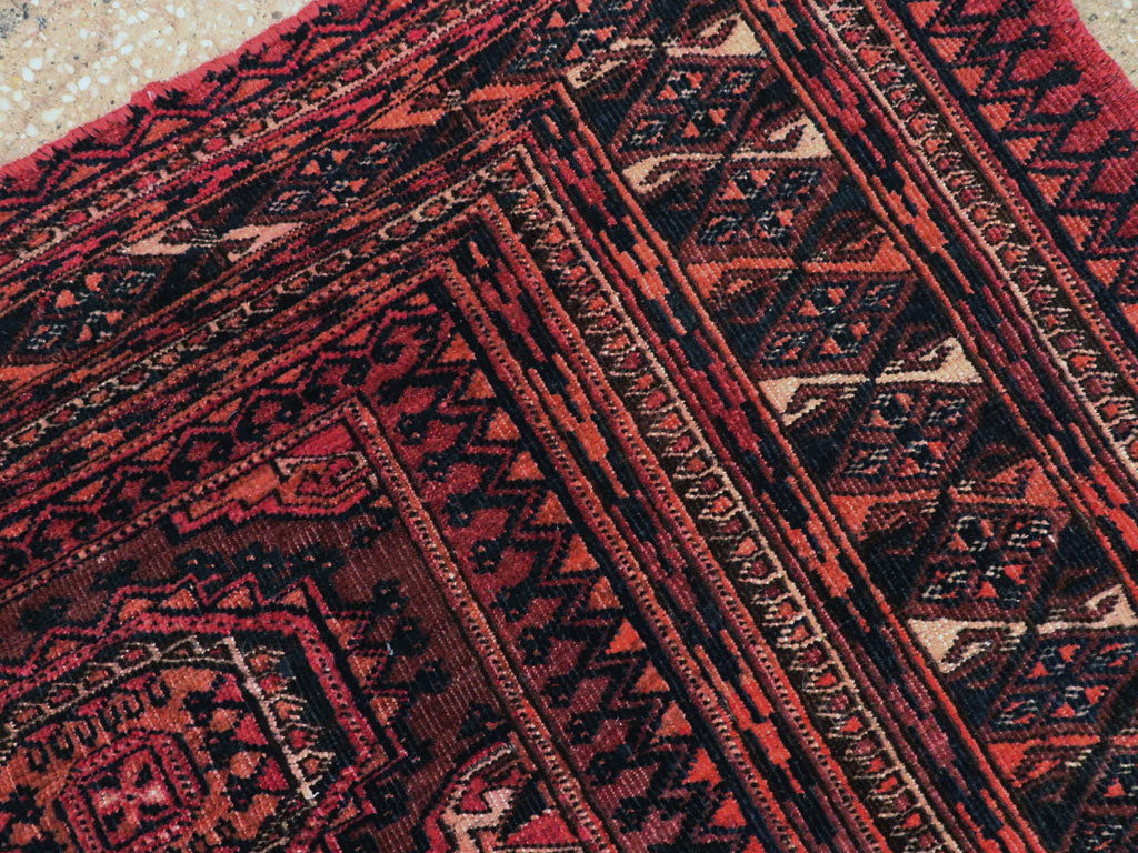 Antique Central Asian Turkoman Throw Rug, No.24994 - Staging