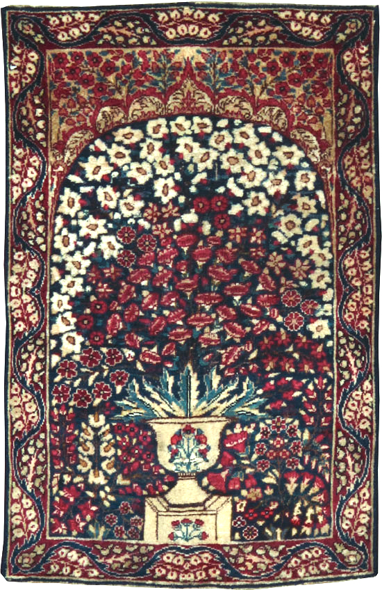 Antique Persian Lavar Kerman Rug, No.24995 - Staging