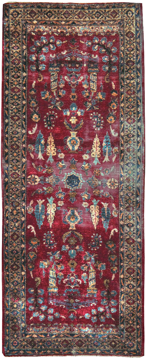 Antique Persian Silk Kashan Rug, No.24997 - Staging