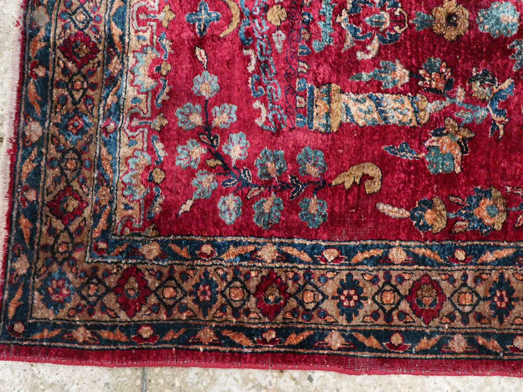Antique Persian Silk Kashan Rug, No.24997 - Staging
